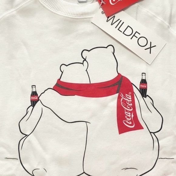 Wildfox x Coca-Cola Polar Friends Sommers Sweater in Vanilla Women Size XL NWT - Picture 2 of 11